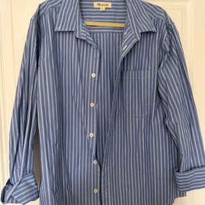 Madewell Blue and White Striped Casual Shirt